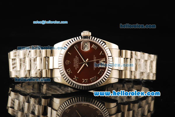 Rolex Datejust Automatic Movement Full Steel with ETA Coating Case and Brown Dial - Click Image to Close